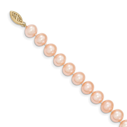 PGN 14k 8-9mm Pink Near-Round Freshwater Cultured Pearl 18 inch Necklace