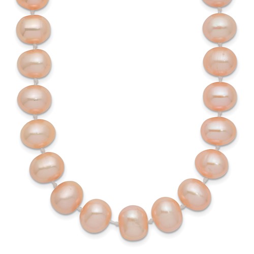 PGN 14k 8-9mm Pink Near-Round Freshwater Cultured Pearl 18 inch Necklace