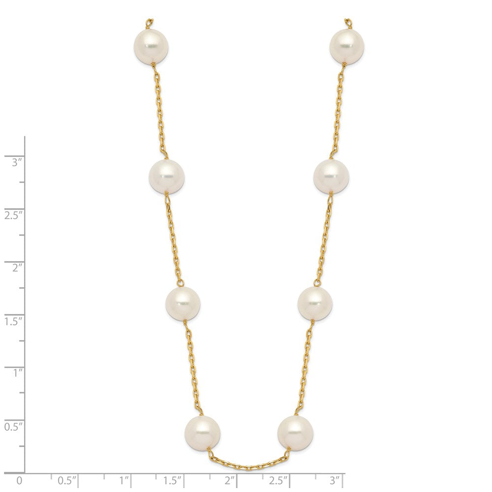 PGN 14k 8-9mm White Near-Round Freshwater Cultured Pearl 14-Station 18 inch Necklace