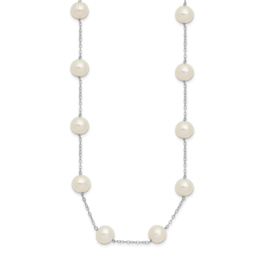 PGN 14k White Gold 8-9mm White Freshwater Cultured Pearl 14-Station 18 inch Necklace