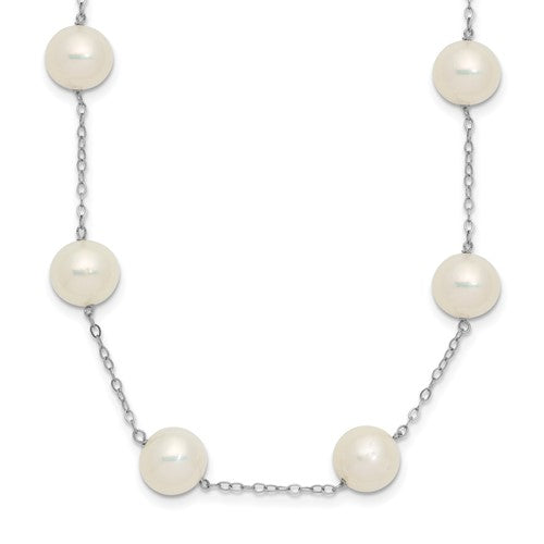 PGN 14k White Gold 8-9mm White Freshwater Cultured Pearl 14-Station 18 inch Necklace