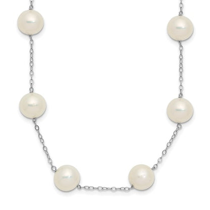 PGN 14k White Gold 8-9mm White Freshwater Cultured Pearl 14-Station 18 inch Necklace