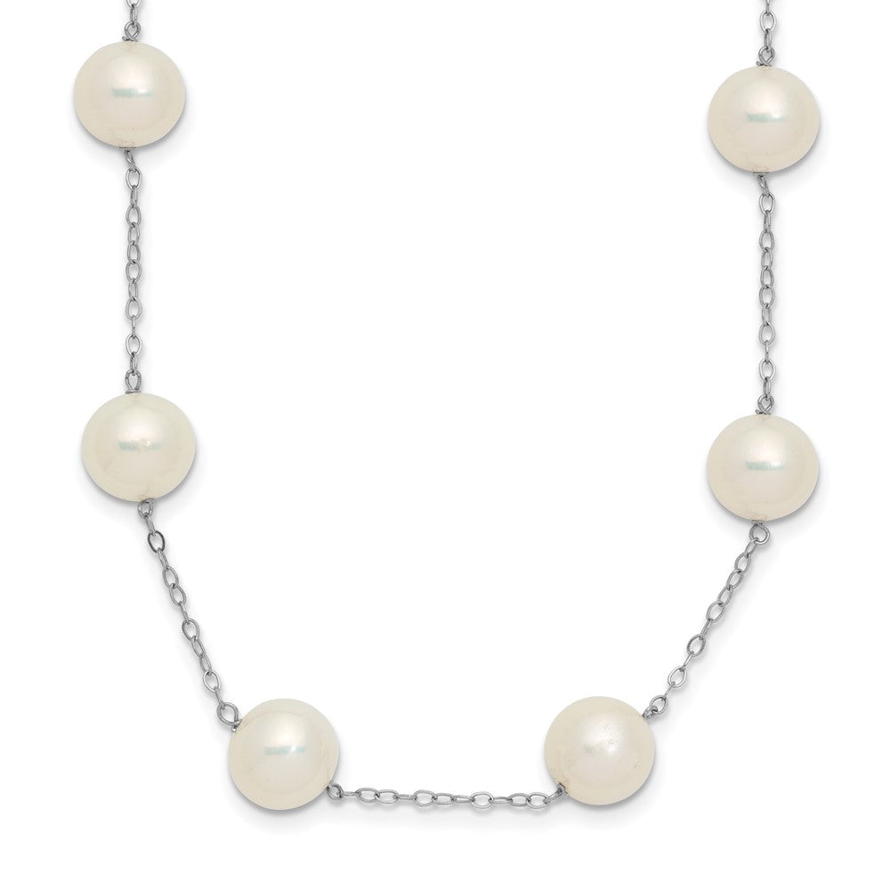 PGN 14k White Gold 8-9mm White Freshwater Cultured Pearl 14-Station 18 inch Necklace