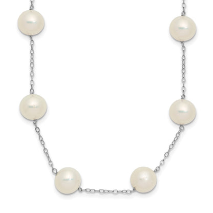 PGN 14k White Gold 8-9mm White Freshwater Cultured Pearl 14-Station 18 inch Necklace