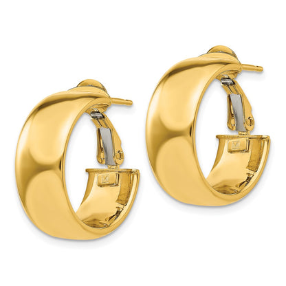 GE 14k 7.75mm Small Omega Back Hoop Earrings