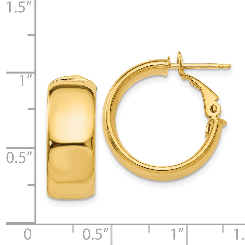 GE 14k 7.75mm Small Omega Back Hoop Earrings