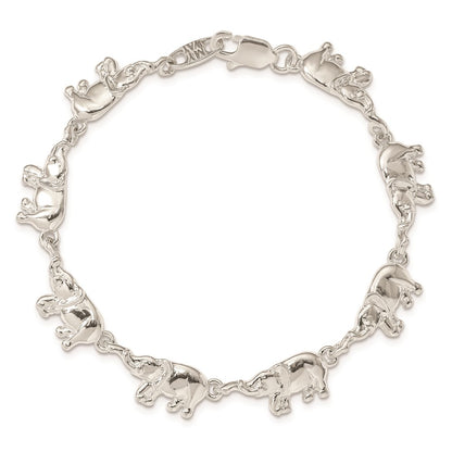 Sterling Silver Elephants Bracelet