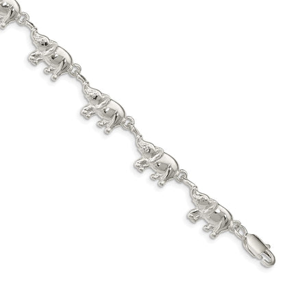 Sterling Silver Elephants Bracelet