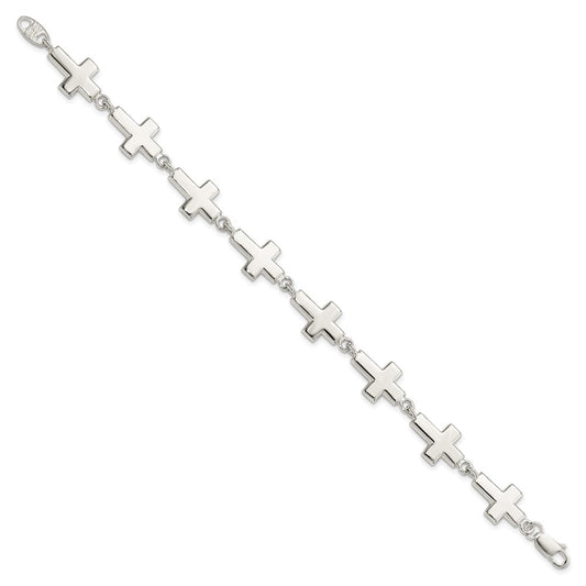 SSB Sterling Silver Crosses Bracelet