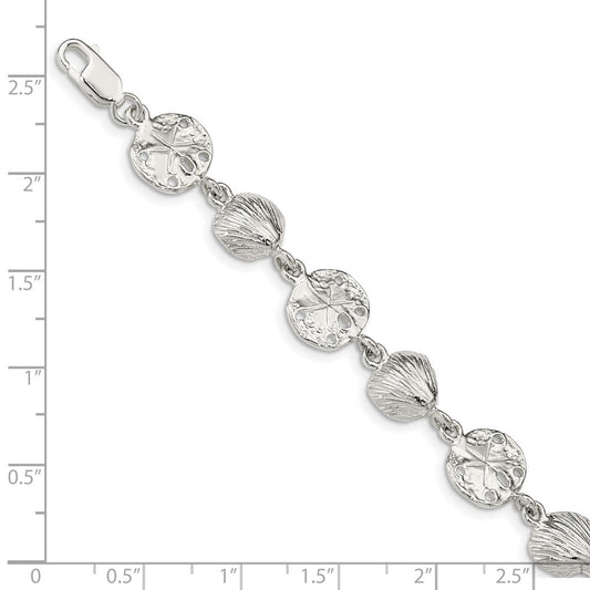 SSB Sterling Silver Seashells and Sand Dollars Bracelet