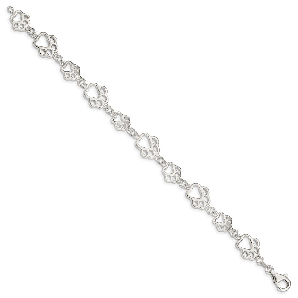 SSB Sterling Silver Polished Paw Print Bracelet