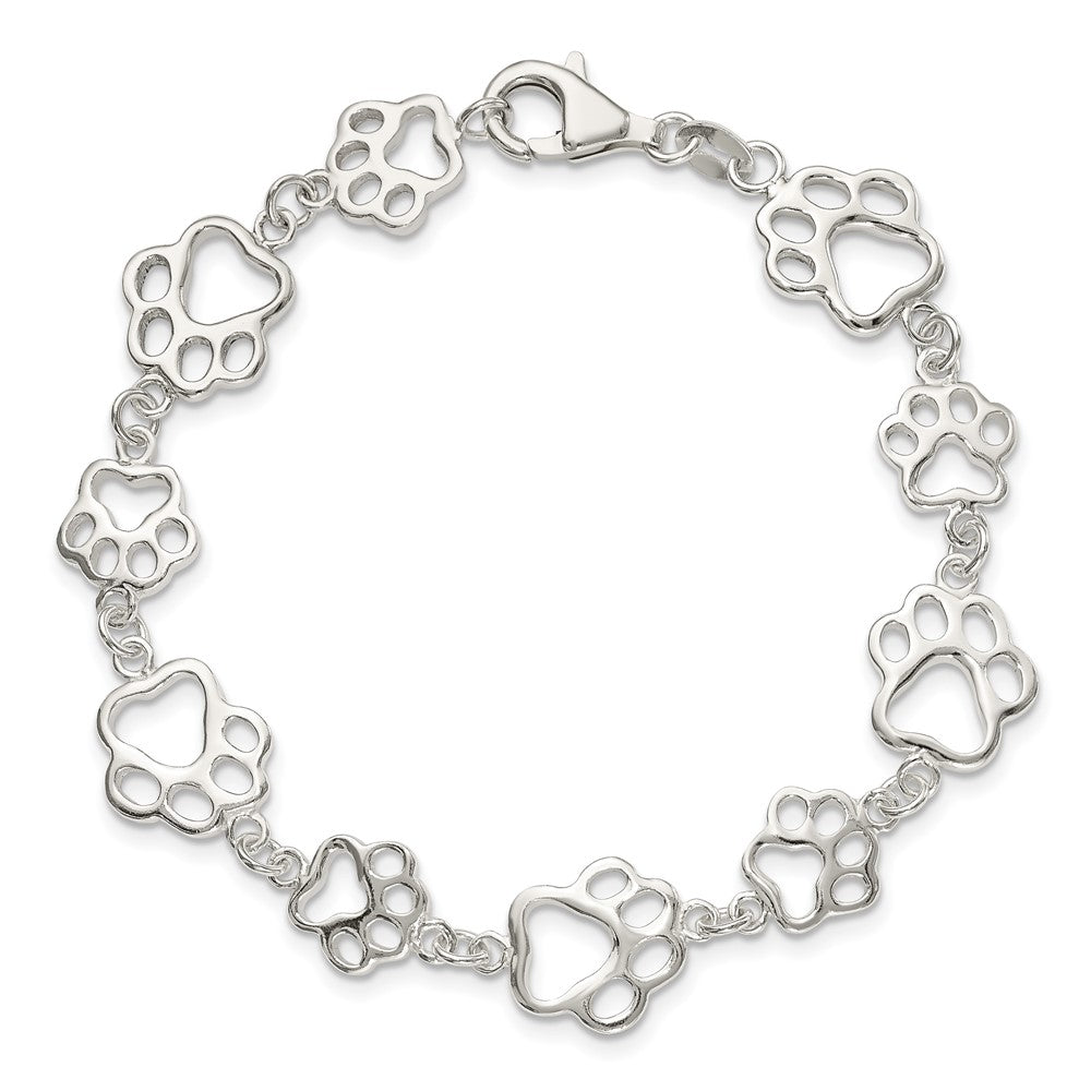 SSB Sterling Silver Polished Paw Print Bracelet