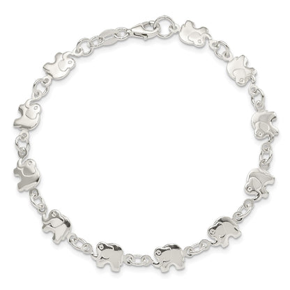 SSB Sterling Silver Polished Elephant Bracelet