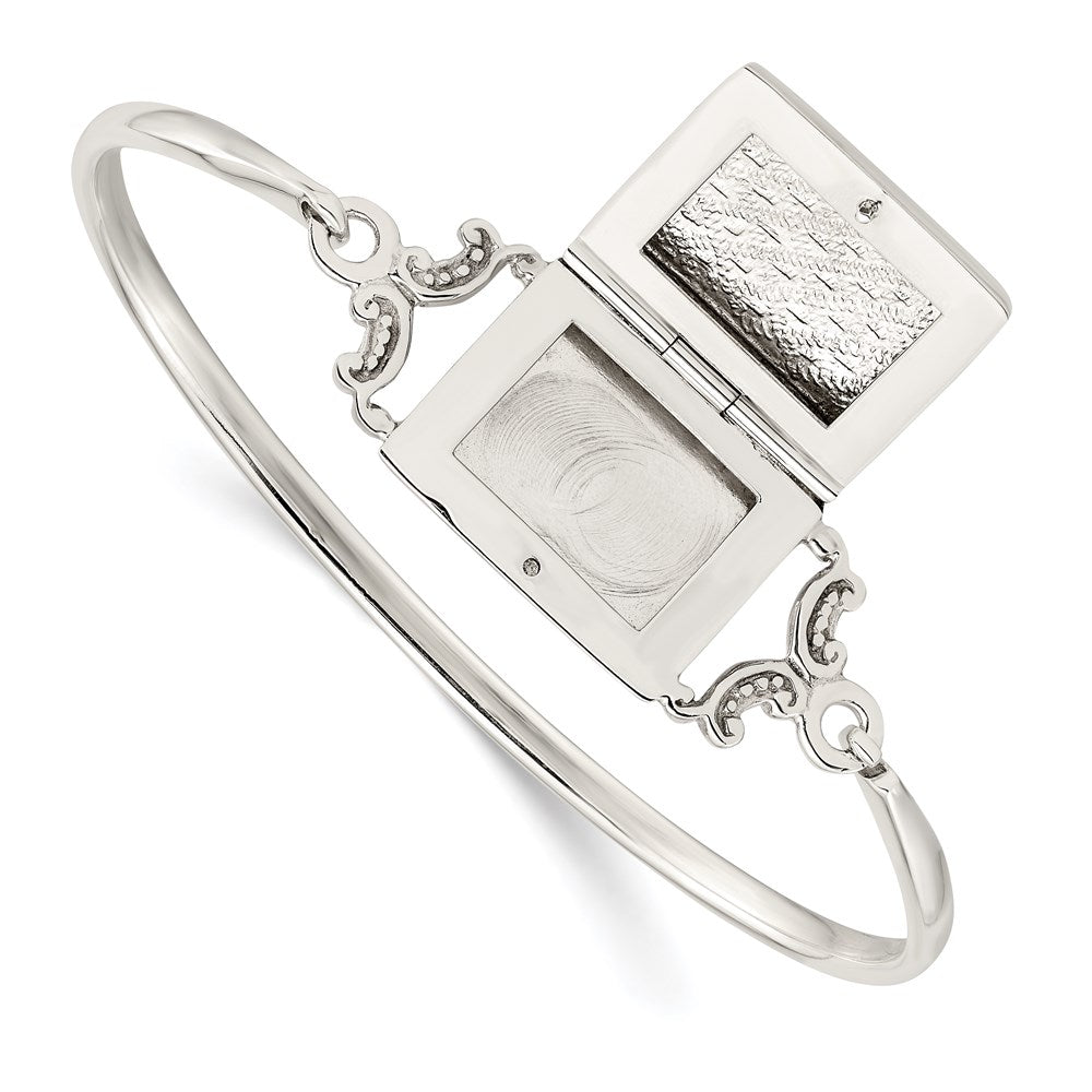 SSB Sterling Silver Polished Rectangular 20mm Locket Bangle