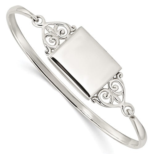 SSL Sterling Silver Polished Rectangular 20mm Locket Bangle
