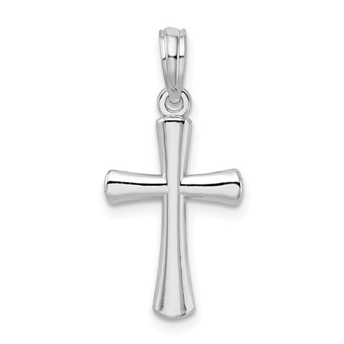 SSP Sterling Silver Rhodium-plated Polished Cross Pendant