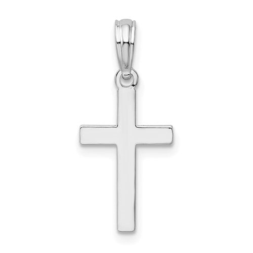 SSP Sterling Silver Rhodium-plated Polished Cross Pendant