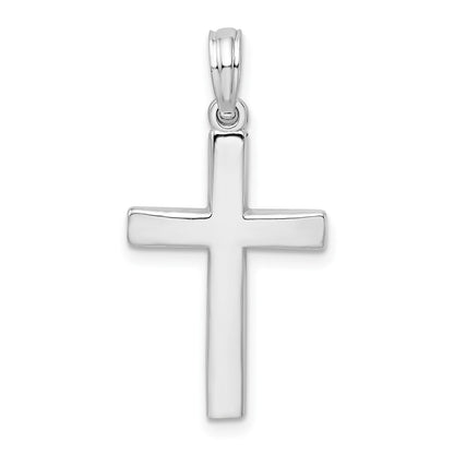 SSP Sterling Silver Rhodium-Plated Beveled Latin Cross Pendant