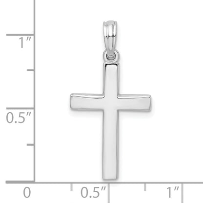 SSP Sterling Silver Rhodium-Plated Beveled Latin Cross Pendant
