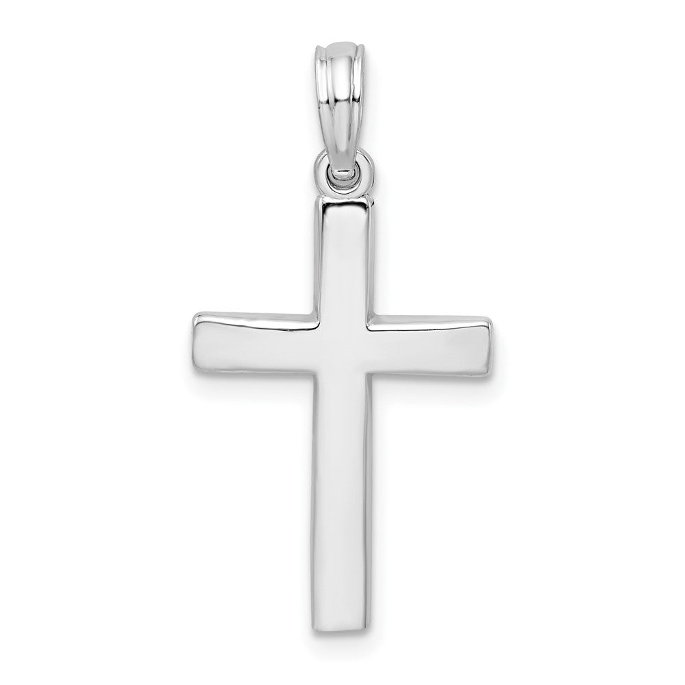 SSP Sterling Silver Rhodium-Plated Beveled Latin Cross Pendant