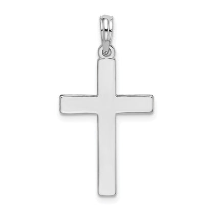 SSP Sterling Silver Polished Flat Latin Cross Pendant