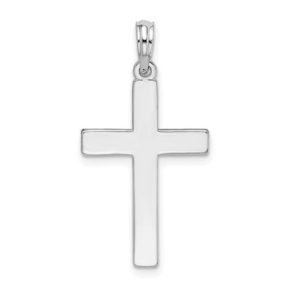 SSP Sterling Silver Polished Flat Latin Cross Pendant
