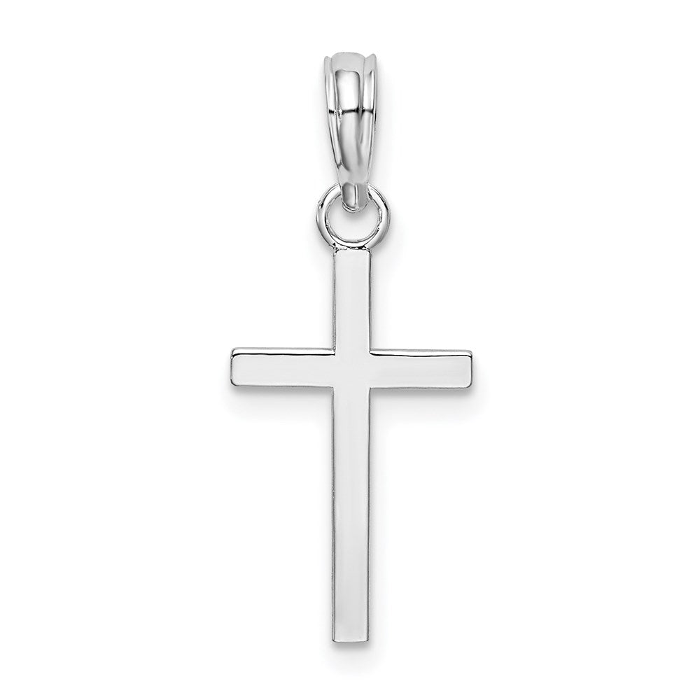SSP De-Ani Sterling Silver Rhodium-plated Polished Flat Latin Cross Pendant