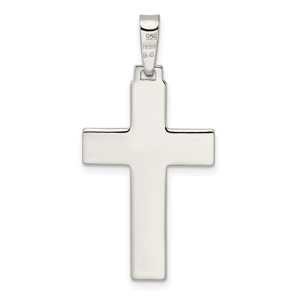SSP Sterling Silver Polished w/Lines Latin Cross Pendant