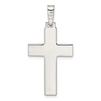 SSP Sterling Silver Polished w/Lines Latin Cross Pendant