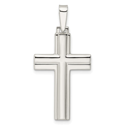SSP Sterling Silver Polished w/Lines Latin Cross Pendant