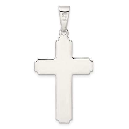SSP Sterling Silver Polished w/Edge Lines Latin Cross Pendant