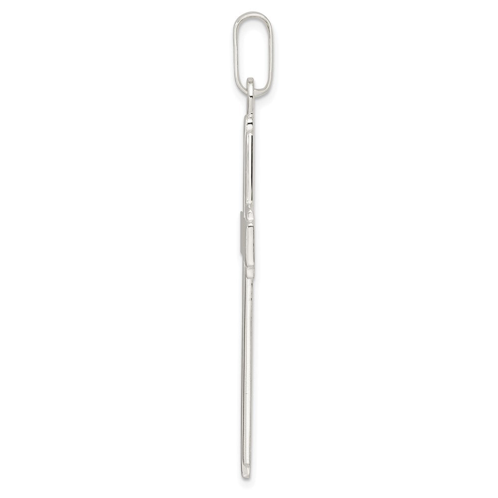 SSP Sterling Silver Polished w/Edge Lines Large Latin Cross Pendant