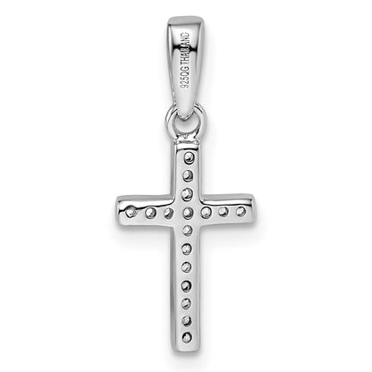 SSCZ Sterling Silver Rhodium-plated CZ Cross Pendant