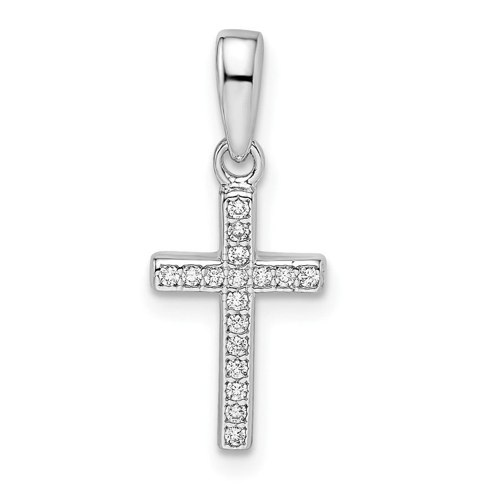 SSCZ Sterling Silver Rhodium-plated CZ Cross Pendant