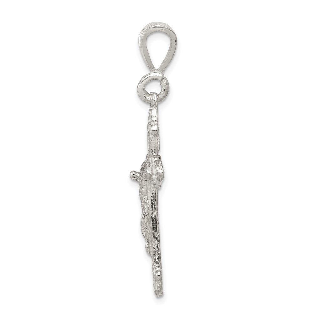 SSP Sterling Silver Diamond-Cut Crucifix Pendant
