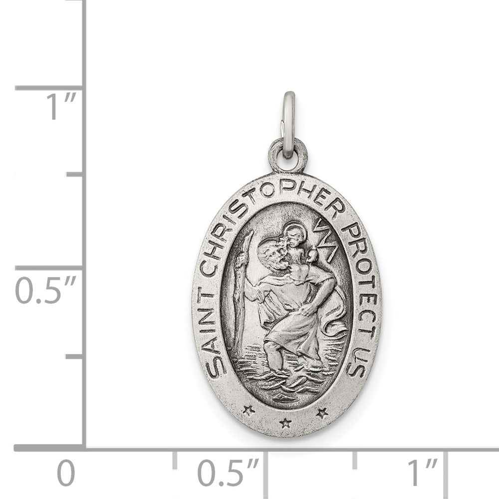 SSP Sterling Silver Antiqued St. Christopher Medal
