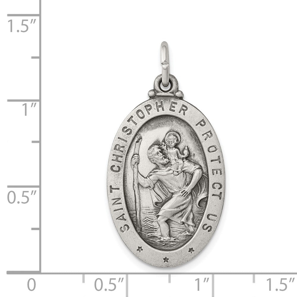 SSP Sterling Silver Antiqued St. Christopher Medal
