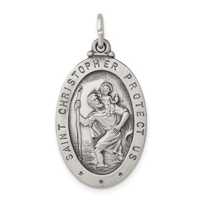 SSP Sterling Silver Antiqued St. Christopher Medal
