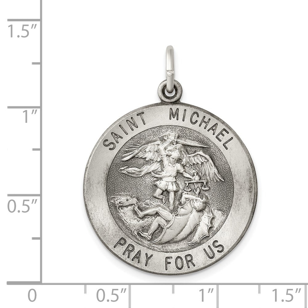 SSP Sterling Silver Antiqued Saint Michael Medal