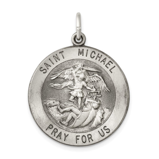 SSP Sterling Silver Antiqued Saint Michael Medal