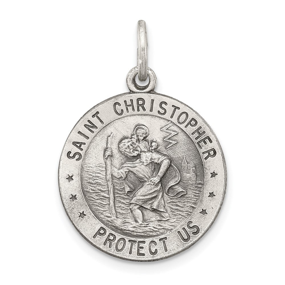 SSP Sterling Silver Antiqued St. Christopher Medal