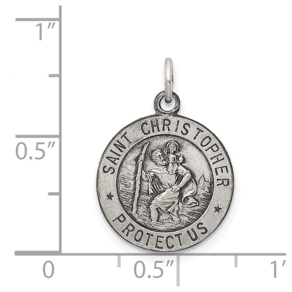 SSP Sterling Silver Antiqued St. Christopher Medal