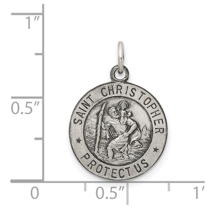 SSP Sterling Silver Antiqued St. Christopher Medal