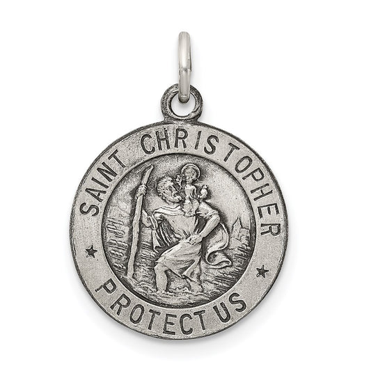 SSP Sterling Silver Antiqued St. Christopher Medal