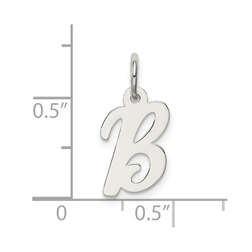 SSI Sterling Silver Rhodium-plated Script Letter B Initial Charm