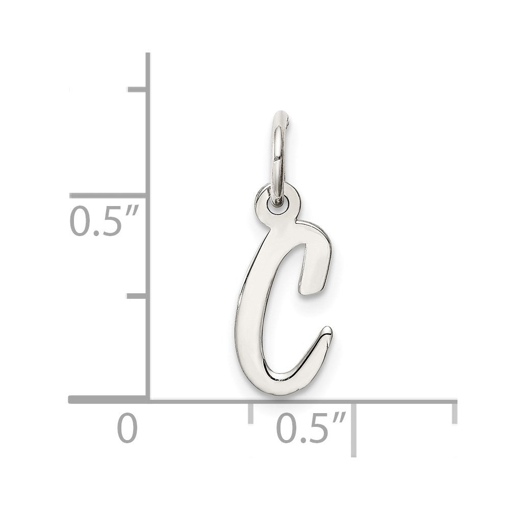 SSI Sterling Silver Rhodium-plated Script Letter C Initial Charm