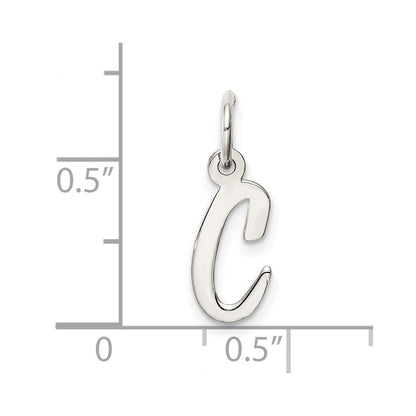 SSI Sterling Silver Rhodium-plated Script Letter C Initial Charm
