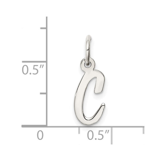SSI Sterling Silver Rhodium-plated Script Letter C Initial Charm