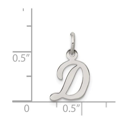 SSI Sterling Silver Rhodium-plated Script Letter D Initial Charm