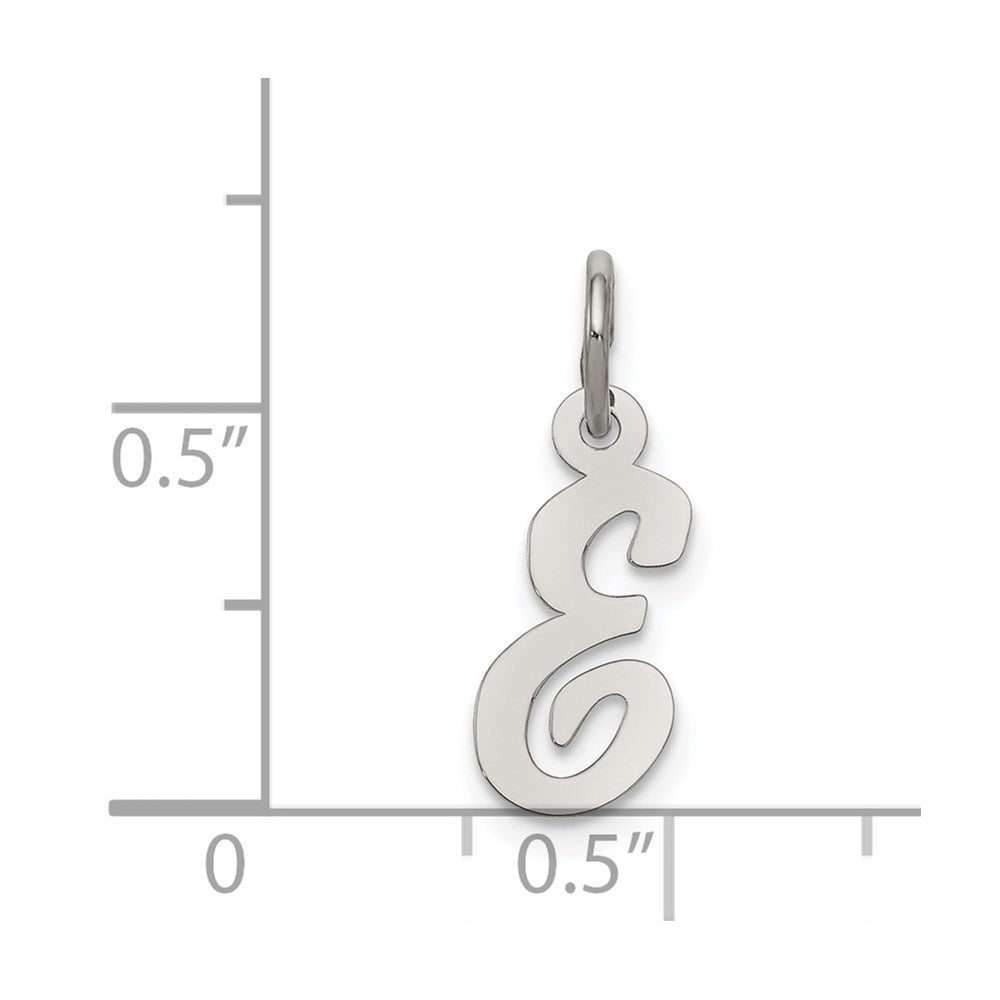 SSI Sterling Silver Rhodium-plated Script Letter E Initial Charm
